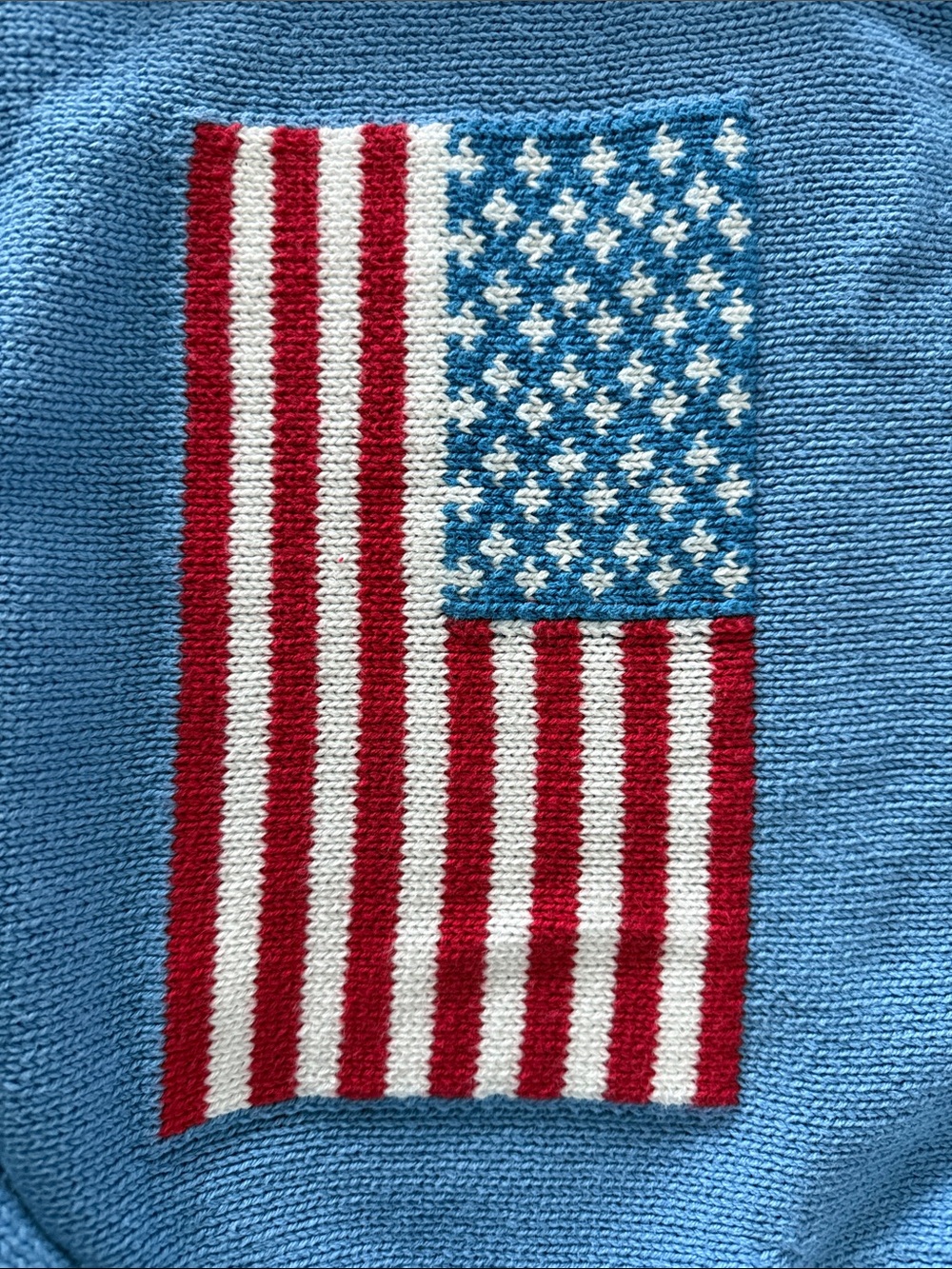 Sail to Sable Light Blue Crewneck Sweater with Flag Motif Americana - Picture 4 of 5